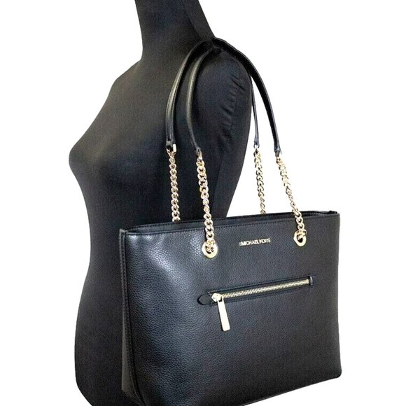 Michael Kors Jet Set Large Signature Leather X Cross Chain Shoulder Tote Handbag - Picture 7 of 7